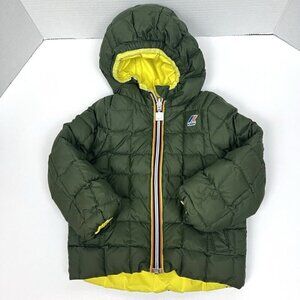 K-Way Toddler Reversible Quilted Down Puffer Jacket Hooded Sz 18 mo Duck Fill